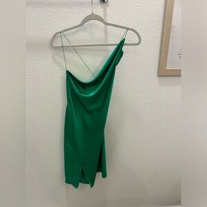 Green satin mini dress size L